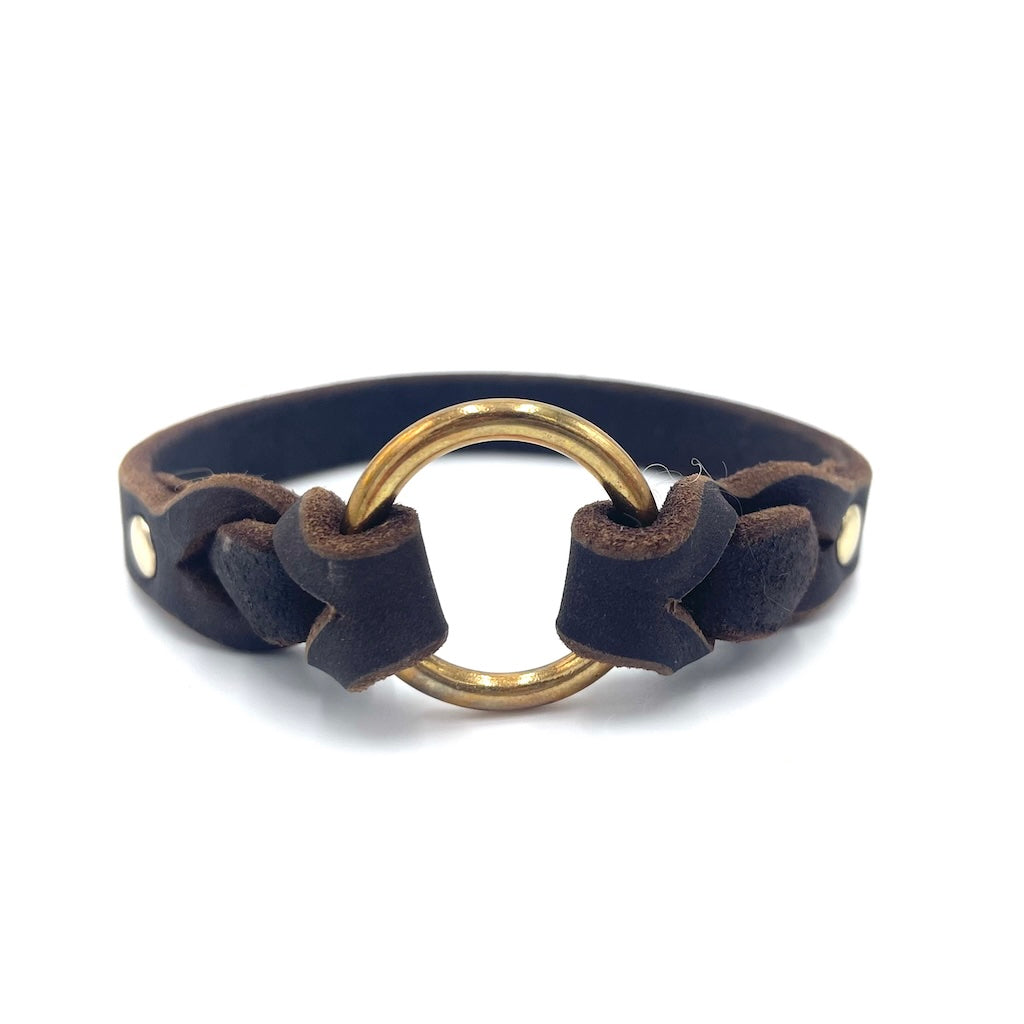 Halsband aus Fettleder für die Steuermarke / Namensmarke in Braun