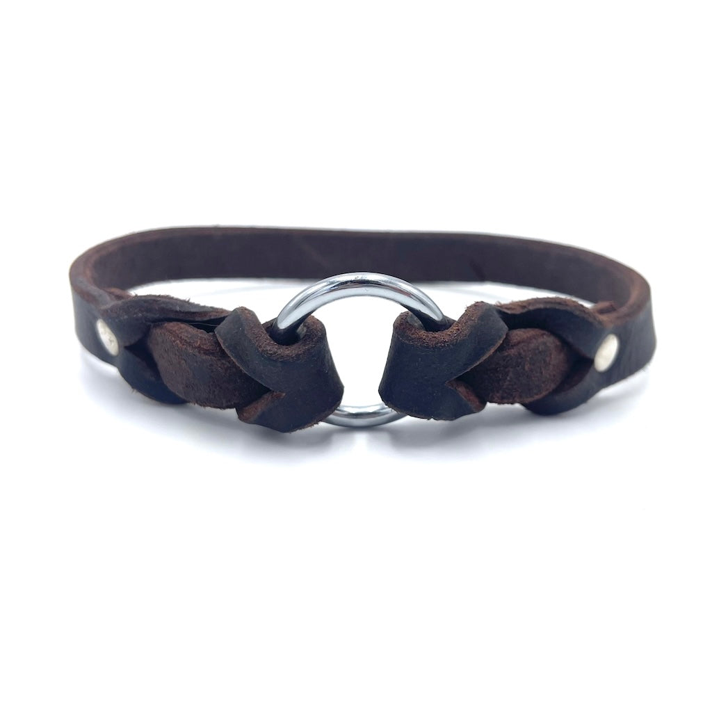 Halsband aus Fettleder für die Steuermarke / Namensmarke in Braun