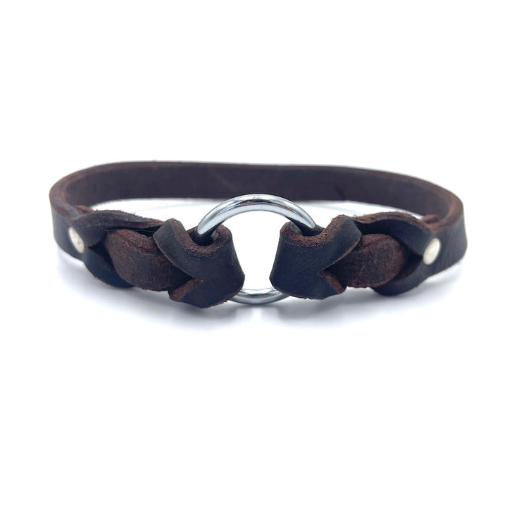 Halsband aus Fettleder für die Steuermarke / Namensmarke in Braun