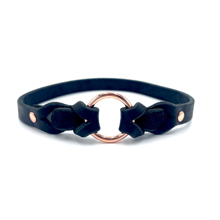 Halsband aus Fettleder für die Steuermarke / Namensmarke in Schwarz