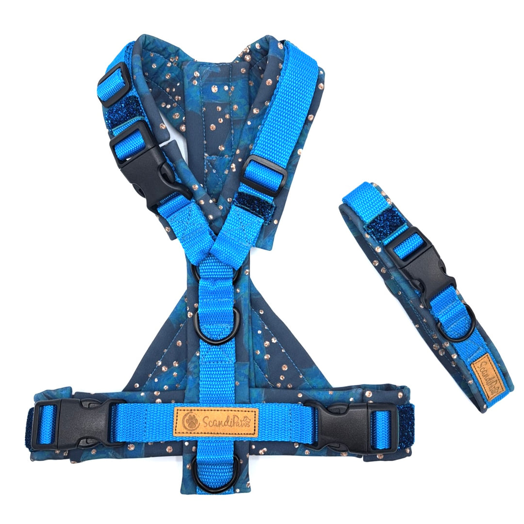 Hundehalsband aus robustem Material, verstellbar und komfortabel. Hunde Halsband night Ski blau Blue