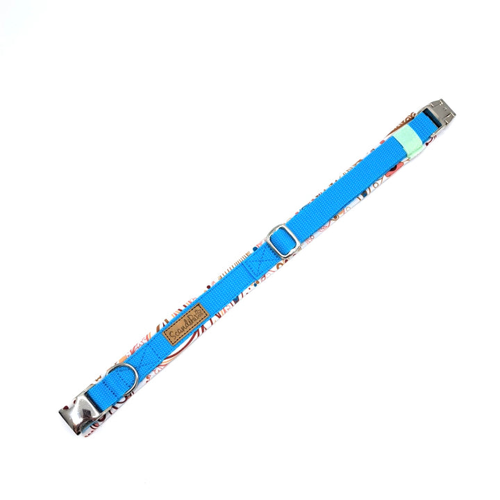 Hochwertiges Hundehalsband aus robustem Material, verstellbar und komfortabel, ideal für Spaziergänge und Sicherheit, in modernem Design. Hunde Halsband Aqua Boho Blau Blue
