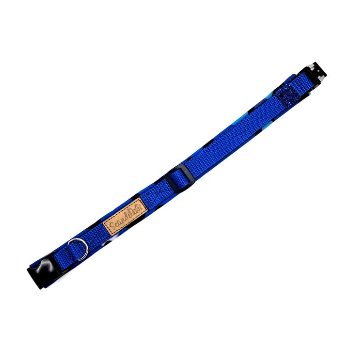Hundehalsband aus robustem Material, verstellbar und komfortabel. Hunde Halsband dark Leo Leopard blau Blue