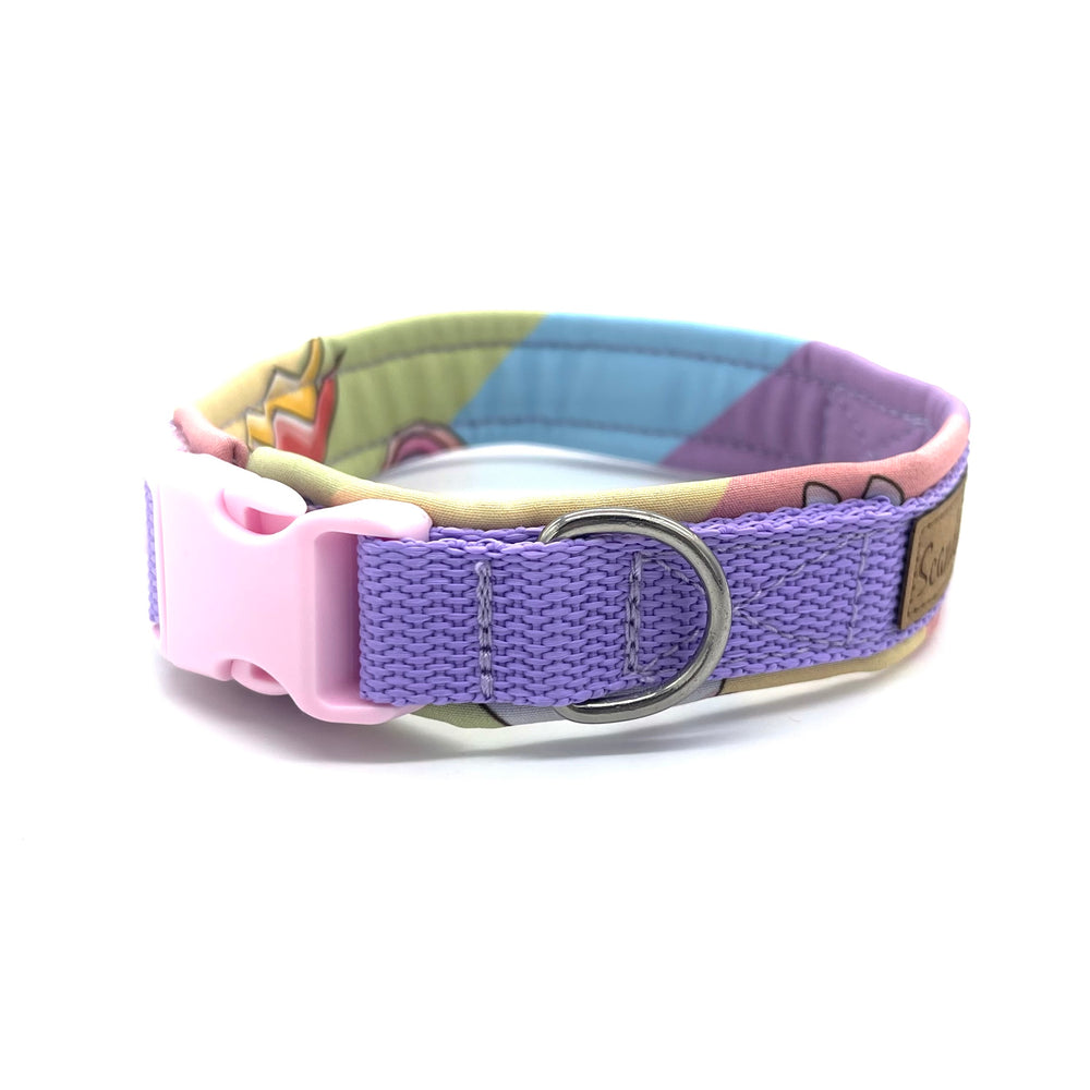 Hundehalsband aus robustem Material, verstellbar und komfortabel. Hunde Halsband Einhorn Unicorn rosa lila flieder