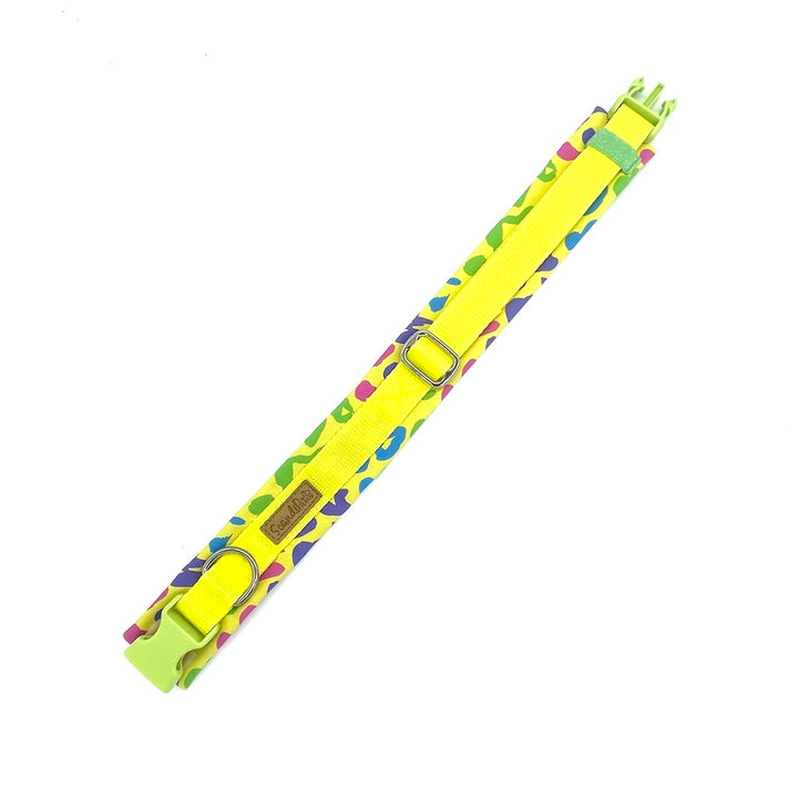 Hochwertiges Hundehalsband aus robustem Material, verstellbar und komfortabel. Halsband Lemon Leo Leopard Gelb