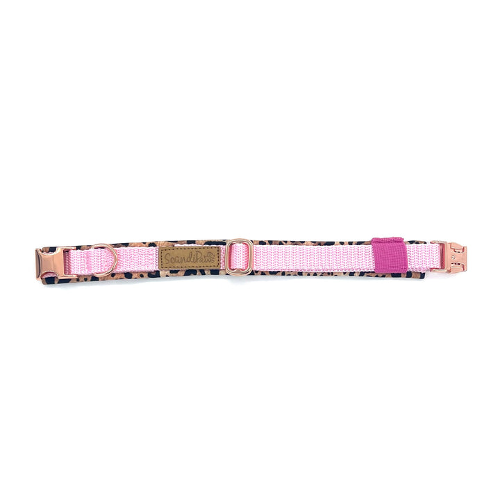 Hundehalsband aus robustem Material, verstellbar und komfortabel. Hunde Halsband hold dog Glamour rosa Leopard Leo Roségold pink