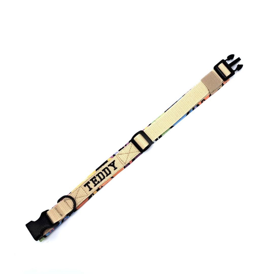 Hundehalsband aus robustem Material, verstellbar und komfortabel. Hunde Halsband happy nature wollweiß beige bunt 