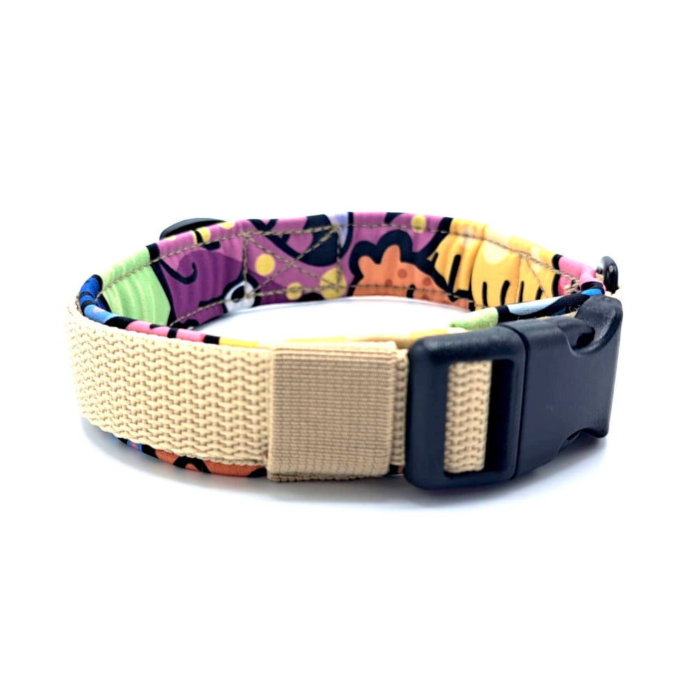 Hundehalsband aus robustem Material, verstellbar und komfortabel. Hunde Halsband happy nature wollweiß beige bunt 