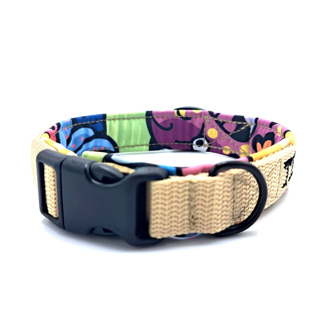 Hundehalsband aus robustem Material, verstellbar und komfortabel. Hunde Halsband happy nature wollweiß beige bunt 