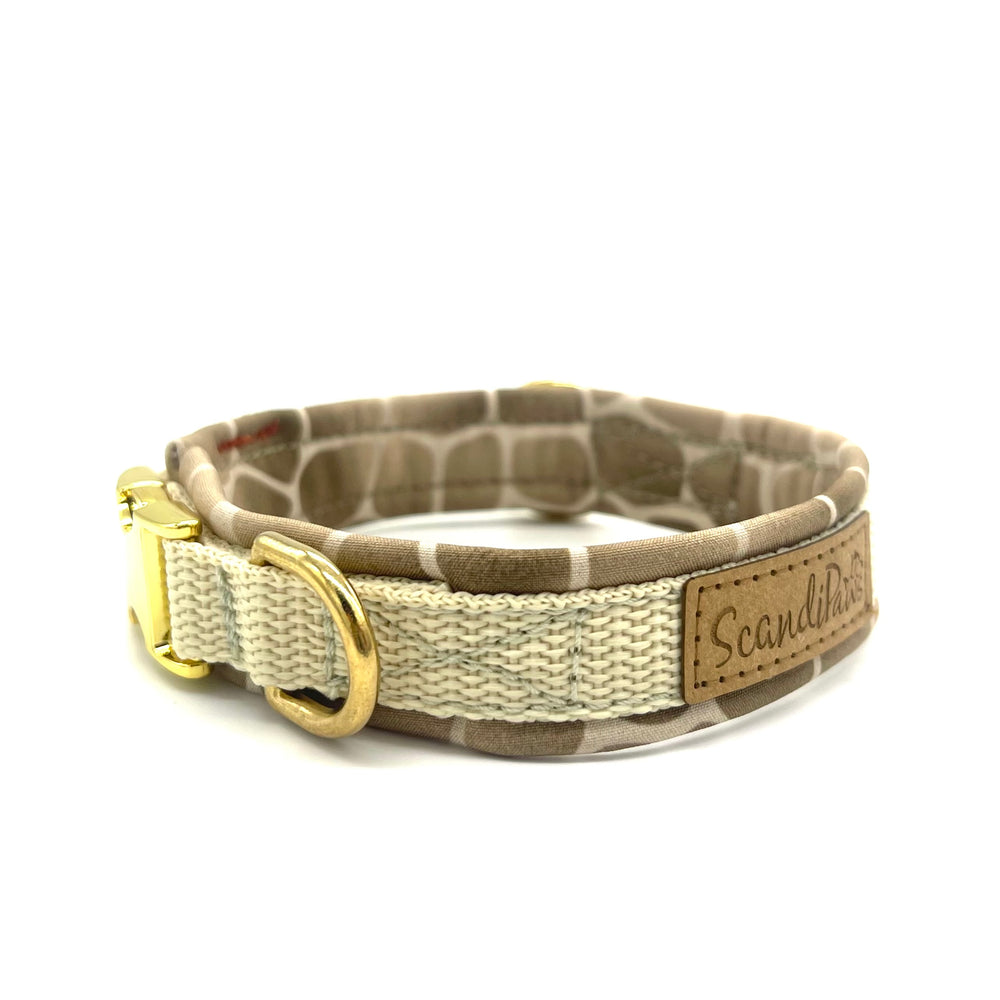 Hundehalsband aus robustem Material, verstellbar und komfortabel. Hunde Halsband golden giraffe