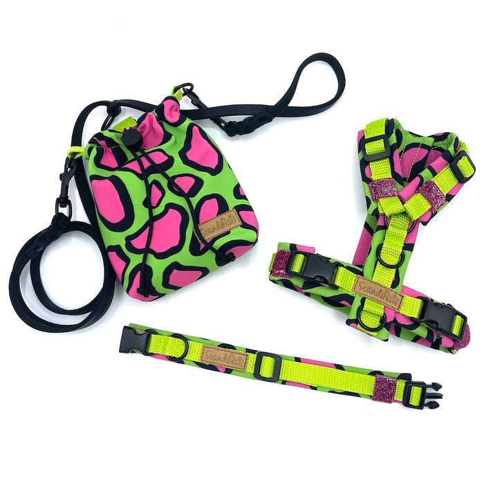 Hunde Leckerlibeutel Goodiebag und Futterbeutel für Unterwegs. Ob beim Gassi, Spaziergänge oder Hundetraining neon pink grün Lemon schwarz giraffe
