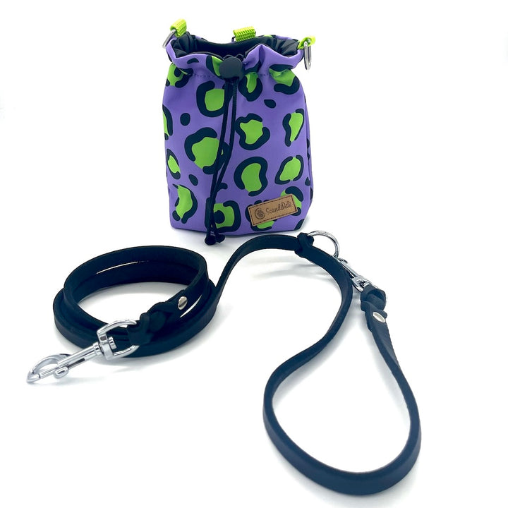 Hunde Leckerlibeutel Goodiebag und Futterbeutel für Unterwegs. Ob beim Gassi, Spaziergänge oder Hundetraining lila grün schwarz neon 