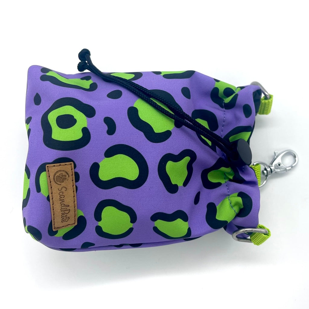 Hunde Leckerlibeutel Goodiebag und Futterbeutel für Unterwegs. Ob beim Gassi, Spaziergänge oder Hundetraining lila grün schwarz neon 