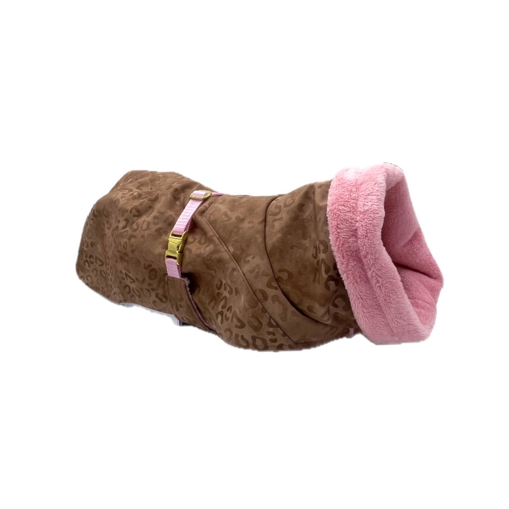  Hundemantel Leopard Braun Rosa von ScandiPaws größenverstellbar