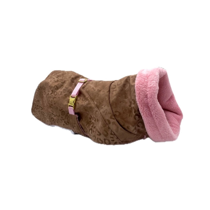  Hundemantel Leopard Braun Rosa von ScandiPaws größenverstellbar