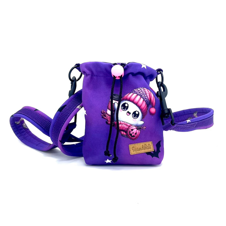 Hunde Leckerlibeutel Lila Geist Bats Henkel Leine Goodiebag