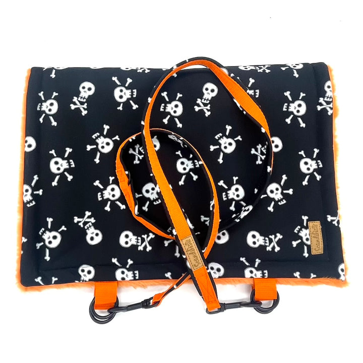 Halloween Hund Decke Reisedecke Orange Schwarz Skull Totenkopf