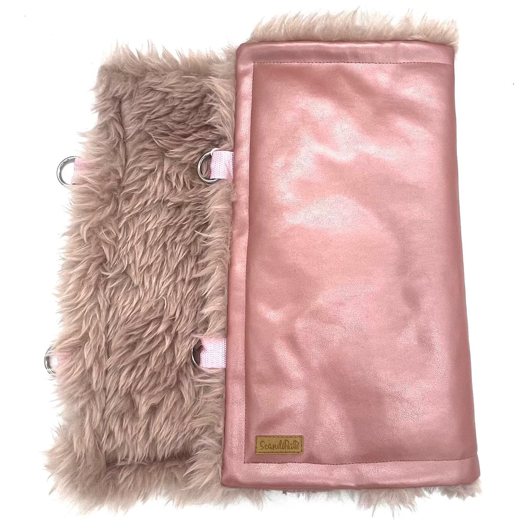 Reisedecke Hundedecke Decke für den Hund Rosegold Metallic zum umhängen inkl. Leine