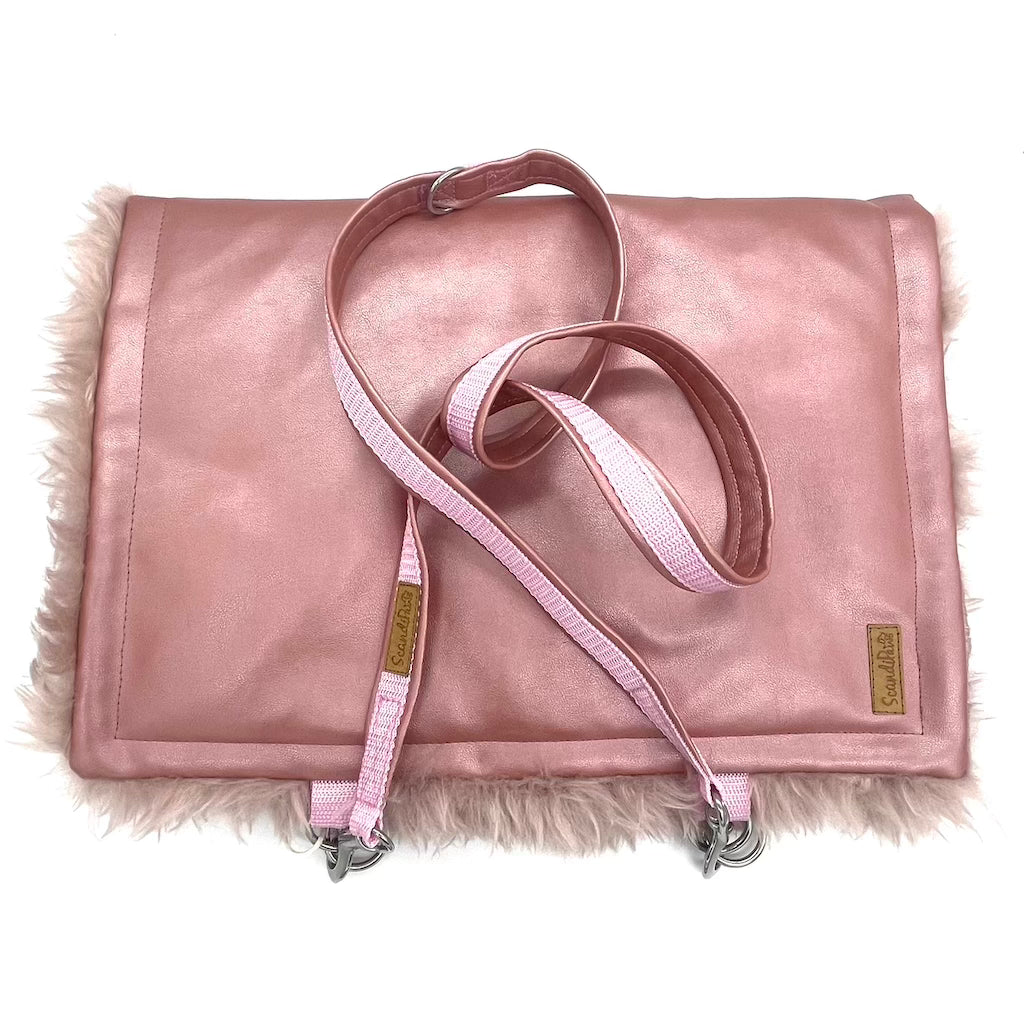 Reisedecke Hundedecke Decke für den Hund Rosegold Metallic zum umhängen inkl. Leine