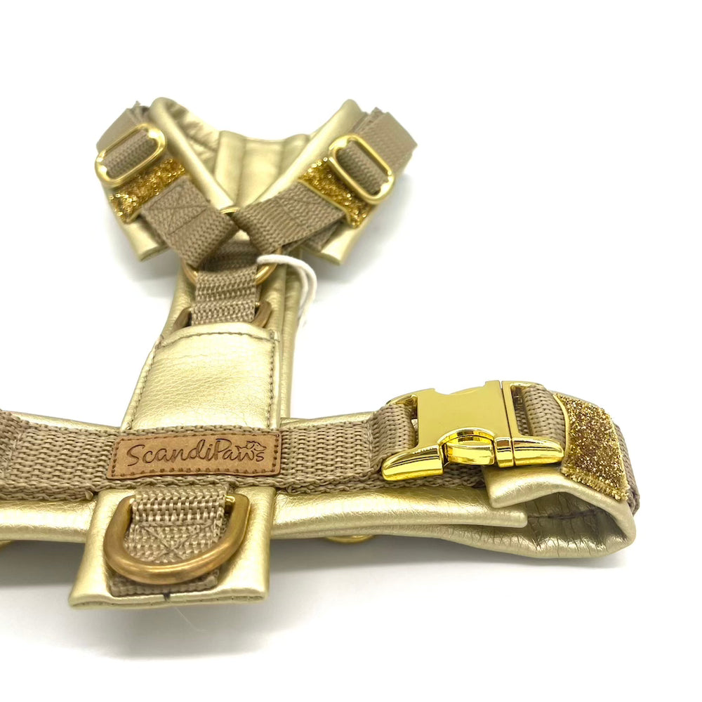 Hundegeschirr Geschirr Brustgeschirr für den Hund in Metallic Gold von ScandiPaws