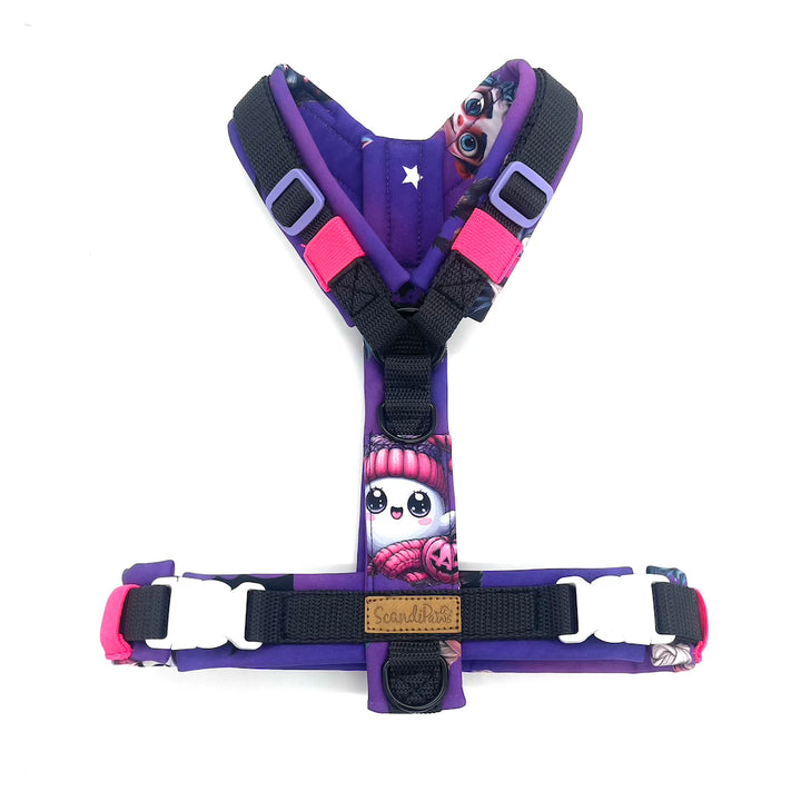 Hundegeschirr Halloween Purple-White Bats