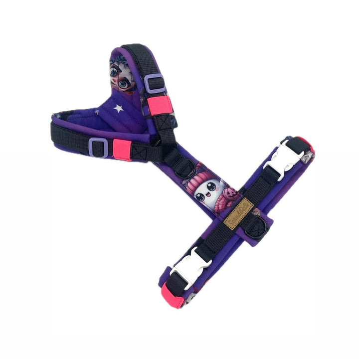 Hundegeschirr Halloween Purple-White Bats
