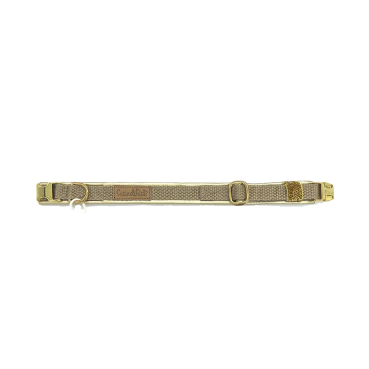 Hochwertiges Hundehalsband aus robustem Material, verstellbar und komfortabel, ideal für Spaziergänge und Sicherheit, in modernem Design. Gold Premium Hunde Halsband verstellbar gold metallic von ScandiPaws