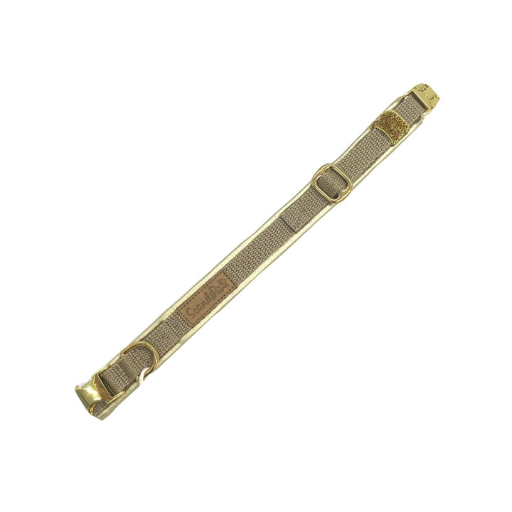 Hochwertiges Hundehalsband aus robustem Material, verstellbar und komfortabel, ideal für Spaziergänge und Sicherheit, in modernem Design. Gold Premium Hunde Halsband verstellbar gold metallic von ScandiPaws