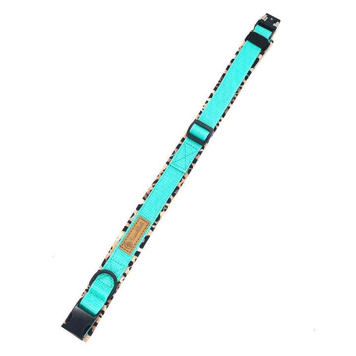 Hochwertiges Hundehalsband aus robustem Material, verstellbar und komfortabel, ideal für Spaziergänge und Sicherheit, in modernem Design. Mint Leopard