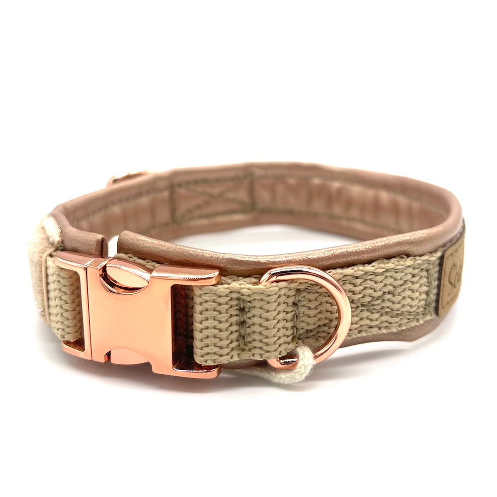 Hochwertiges Hundehalsband aus robustem Material, verstellbar und komfortabel, ideal für Spaziergänge und Sicherheit, in modernem Design. Rosegold Premium Hunde Halsband verstellbar Rose metallic von ScandiPaws