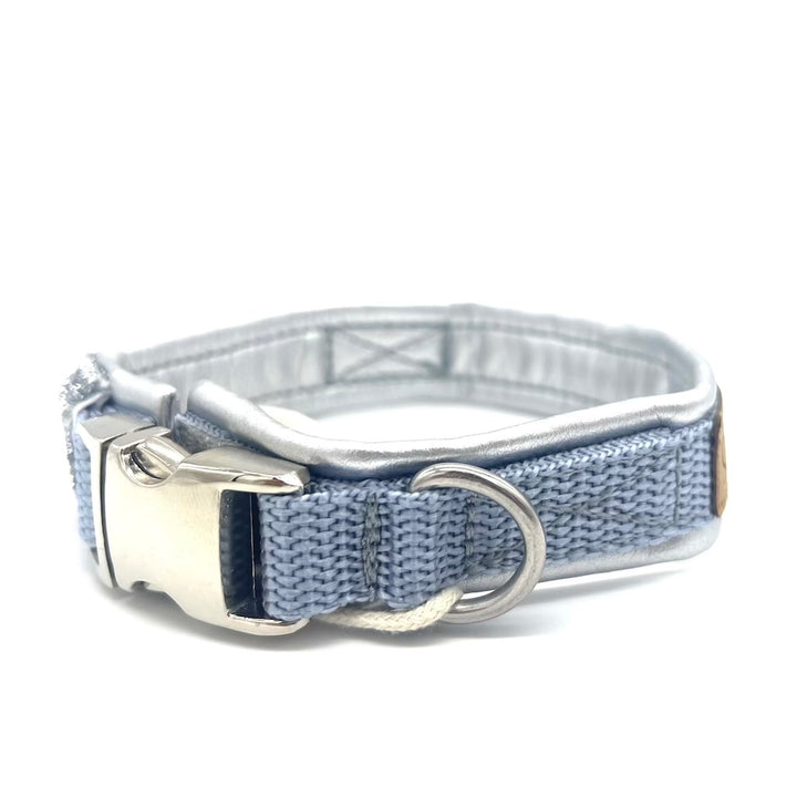 Hochwertiges Hundehalsband aus robustem Material, verstellbar und komfortabel, ideal für Spaziergänge und Sicherheit, in modernem Design. Premium Hunde Halsband verstellbar silber metallic von ScandiPaws