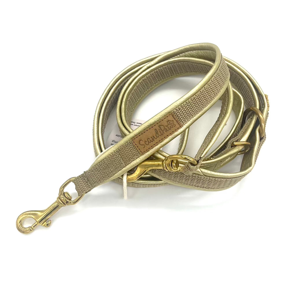 Premium Hundeleine verstellbar gold metallic von ScandiPaws