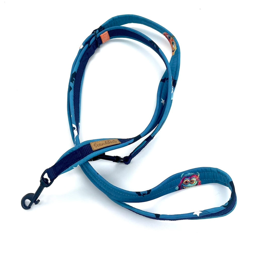 Halloween Hundeleine Blau von ScandiPaws Fledermäuse Geist Monster Kürbis