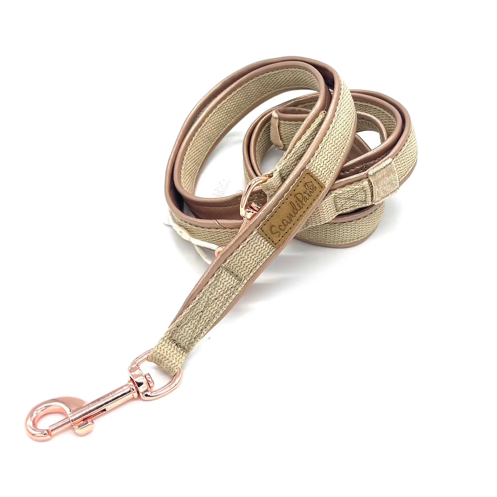 Hundeleine Metallic Rosegold beige von ScandiPaws