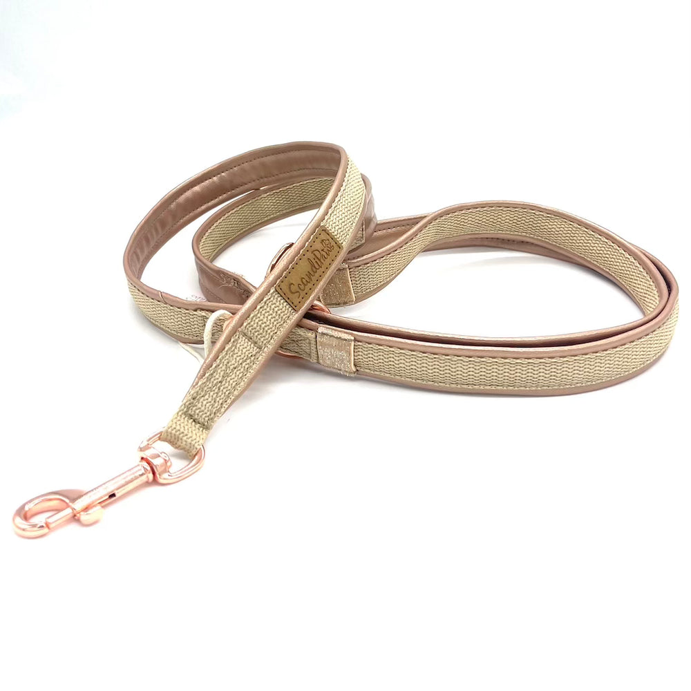 Hundeleine Metallic Rosegold beige von ScandiPaws