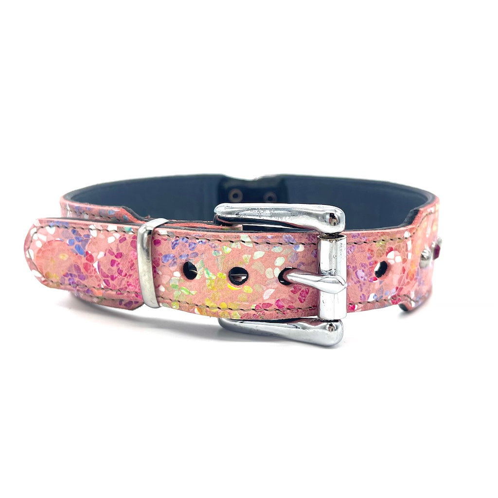 Hunde Lederhalsband Rosa