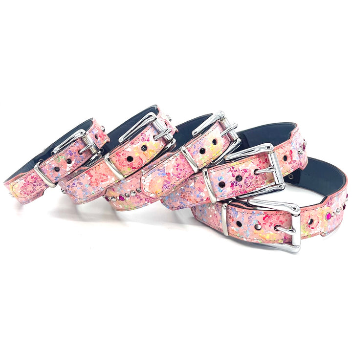 Hunde Lederhalsband Rosa