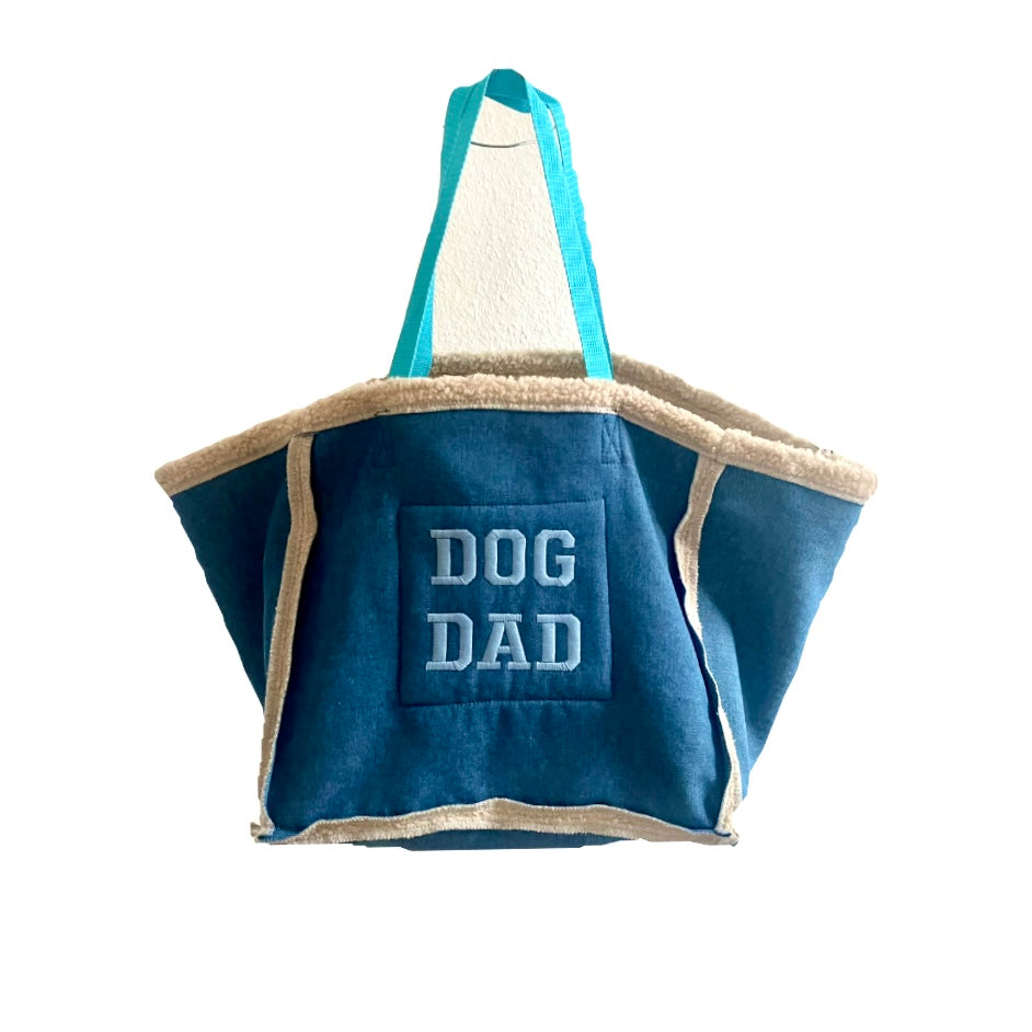 Hundebesitzer DOGDAD Hundepapa Wendetasche Shopper Teddy Jeans Hellblau