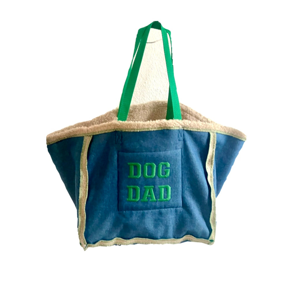 Hundebesitzer DOGDAD Hundepapa Wendetasche Shopper Teddy Jeans Grün
