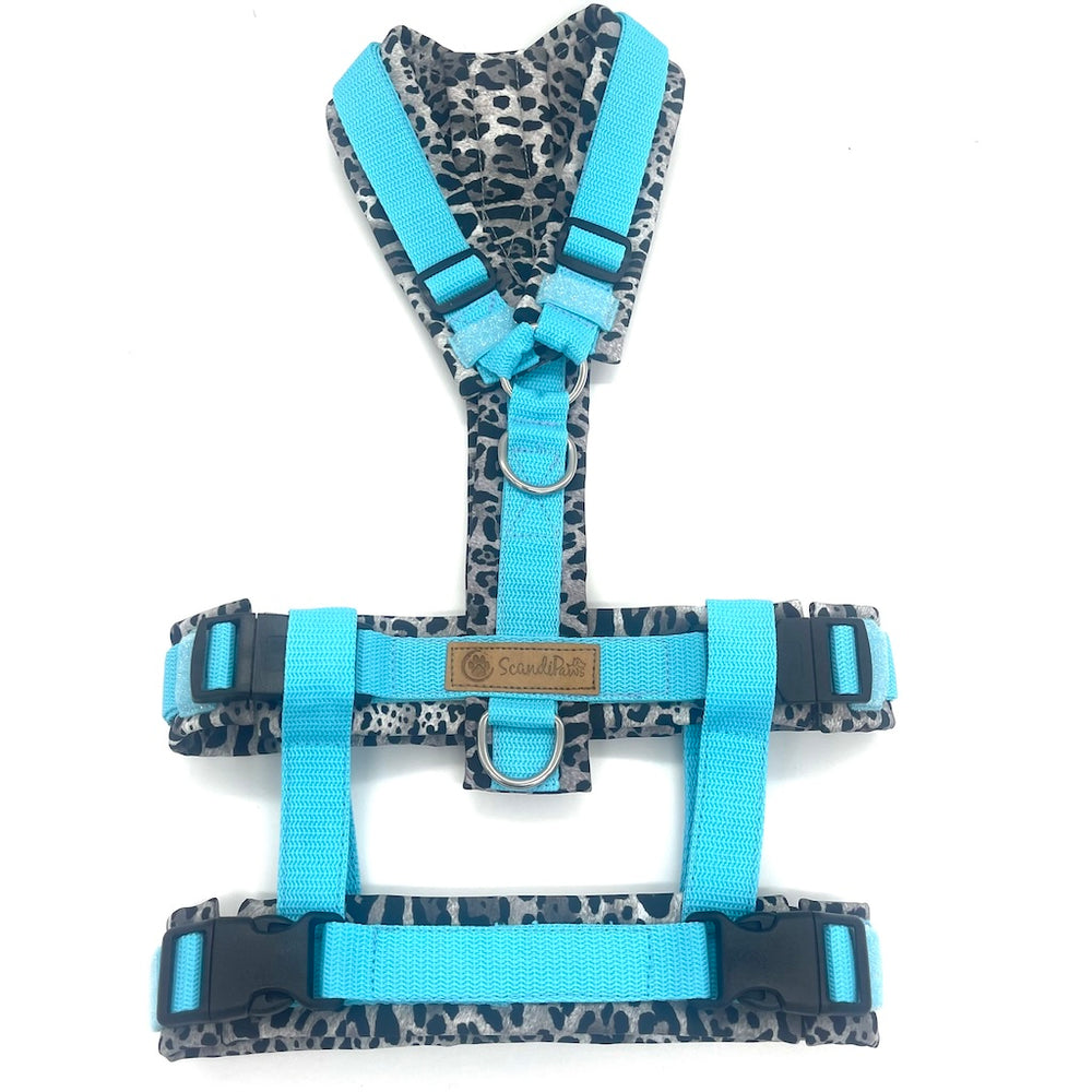 Hunde Sicherheitsgeschirr Safety adapter Türkis Leopard