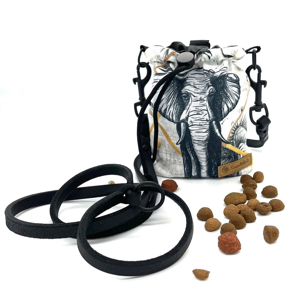 Leckerlibeutel Elephant schwarz Goodiebag mit Hundeleine von ScandiPaws