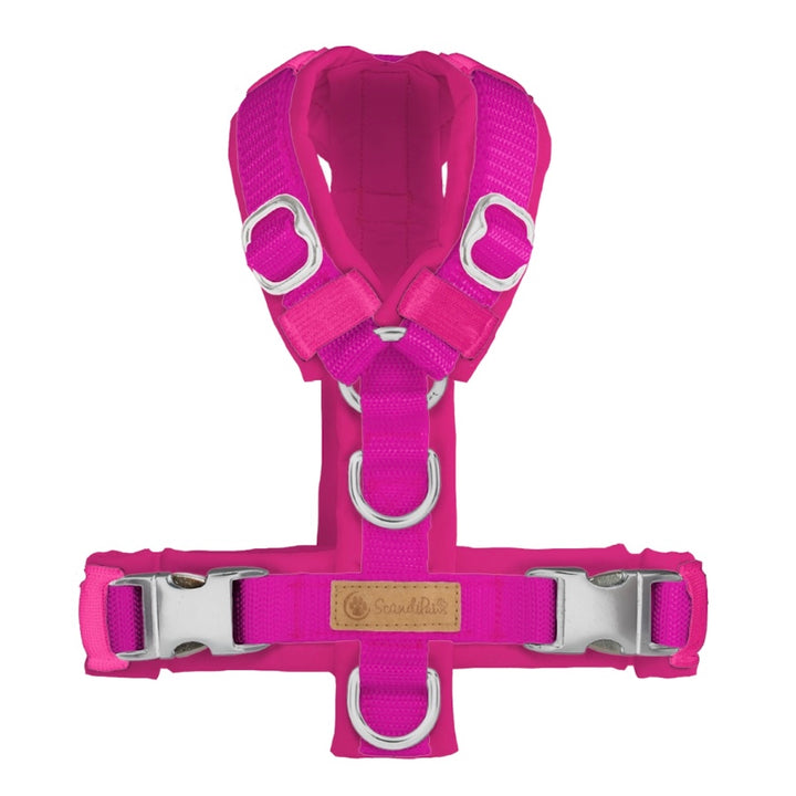 Hundegeschirr in der Farbe PINK von ScandiPaws mit Silber Beschlägen