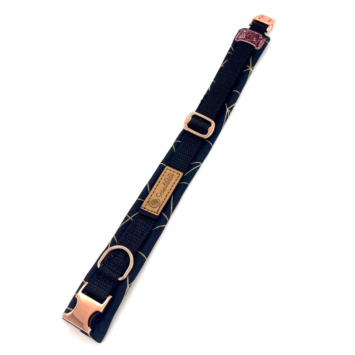 Hochwertiges Hundehalsband aus robustem Material, verstellbar und komfortabel, ideal für Spaziergänge und Sicherheit, in modernem Design. fashionline schwarz Rosegold