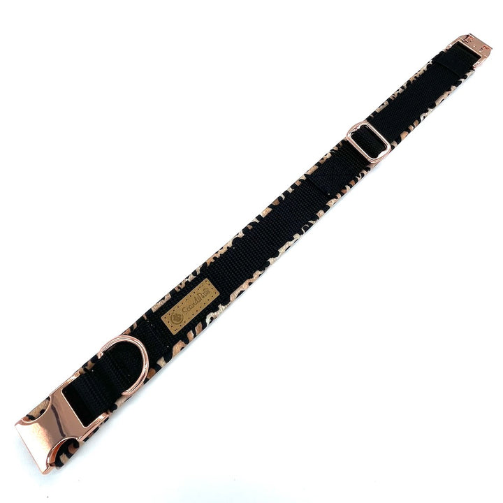 Hochwertiges Hundehalsband aus robustem Material, verstellbar und komfortabel. Halsband Leopard schwarz 