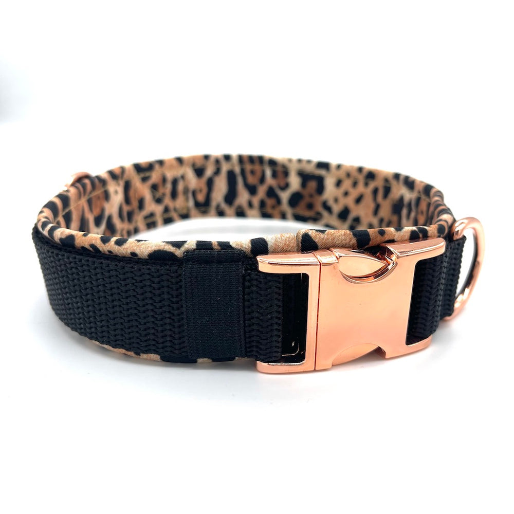 Hochwertiges Hundehalsband aus robustem Material, verstellbar und komfortabel. Halsband Leopard schwarz 